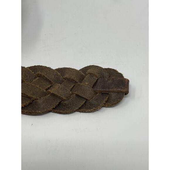 AEO American Eagle Outfitters Brown Braided Belt Men Sz Small Silver Tone Buckle - Picture 5 of 8